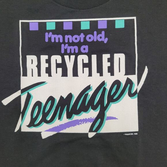 Vintage 1990 Hanes Shirt M/L 21x26 Black - Picture 2 of 12